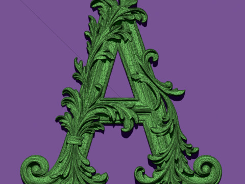 Letra ornamental elegante A Modelo 3D