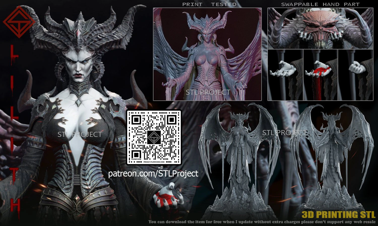 Lilith 3D Print Model .c4d .max .obj .3ds .fbx .stl .blend 