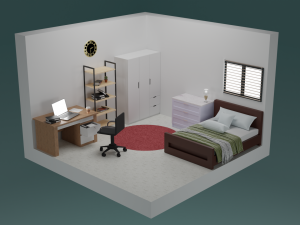 3D Isometric Bedroom 3D Model