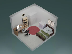 3D Isometric Bedroom 3D Model