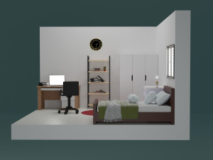 3D Isometric Bedroom Model 3D