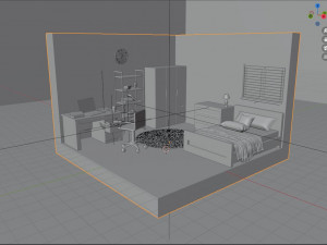 3D Isometric Bedroom Model 3D