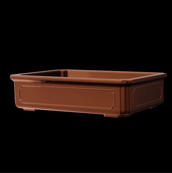 Bonsai Pot rectangular 002 3D Print Model .c4d .max .obj .3ds .fbx .stl .blend 