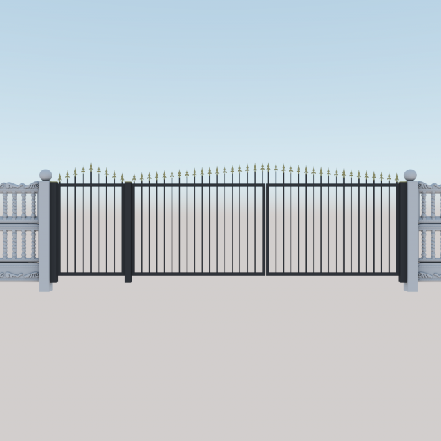 Gate and fence 3D Модель .c4d .max .obj .3ds .fbx .stl .blend 