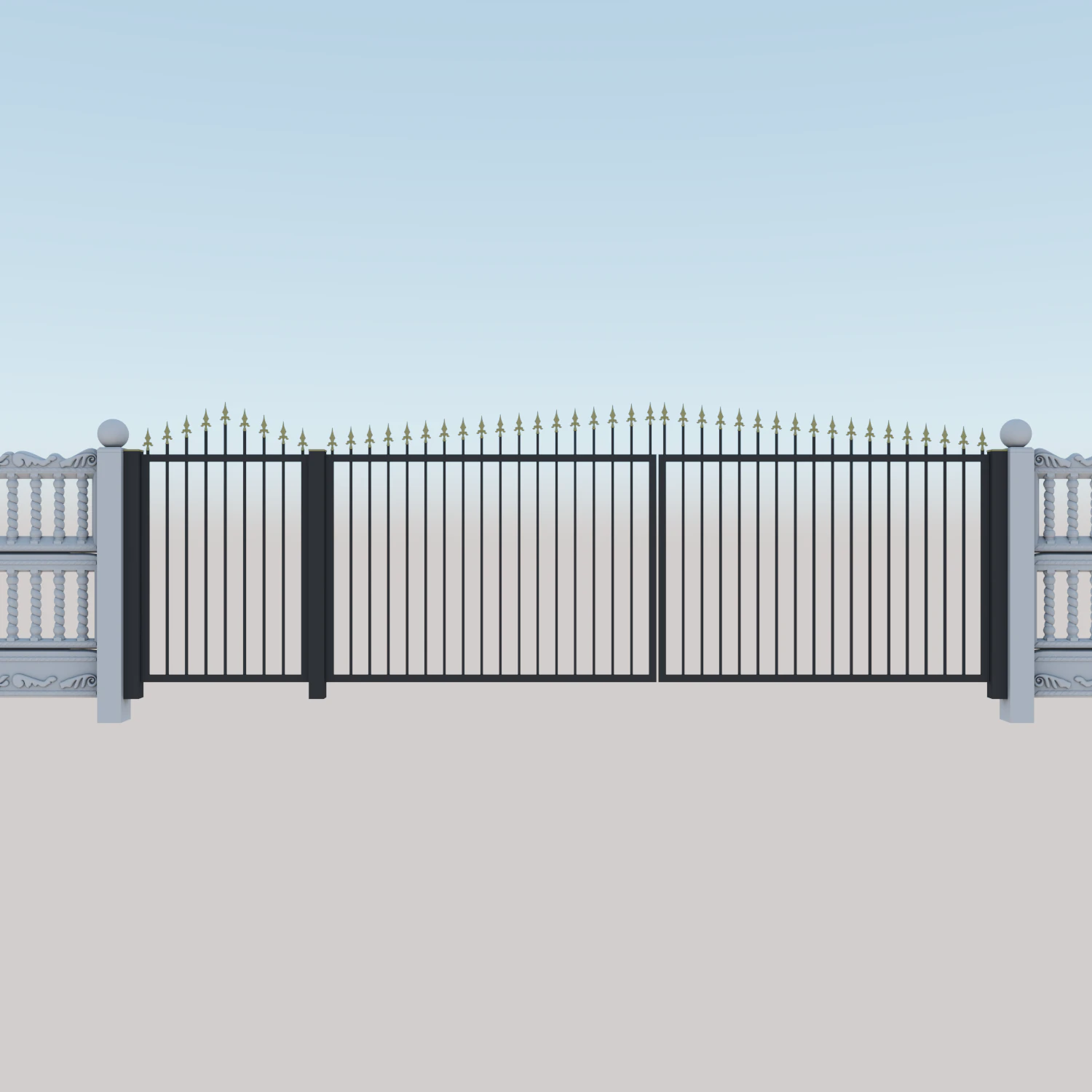 Gate and fence 3D Model .c4d .max .obj .3ds .fbx .stl .blend 
