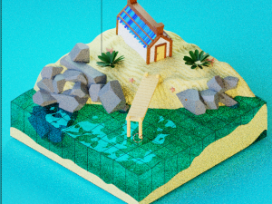 Island and house 3D Model