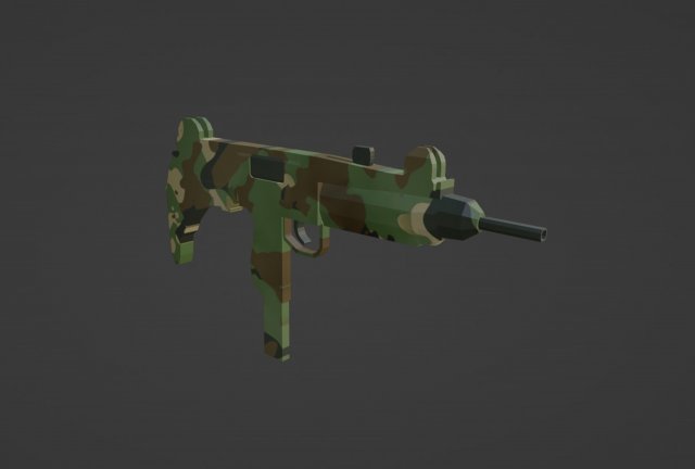 Low Poly Uzi Model 3D .c4d .max .obj .3ds .fbx .stl .blend 