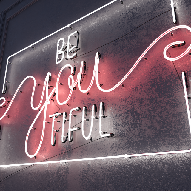 Neon Sign Be You Tiful 3D मॉडल .c4d .max .obj .3ds .fbx .stl .blend 