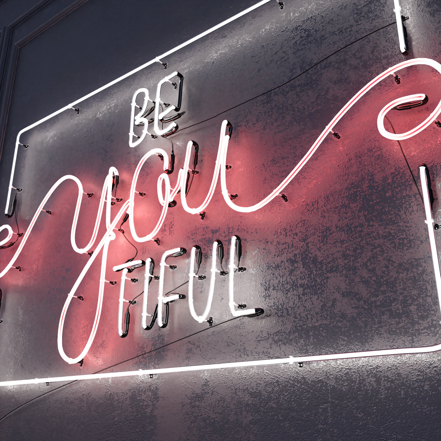 Neon Sign Be You Tiful 3D Model .c4d .max .obj .3ds .fbx .stl .blend