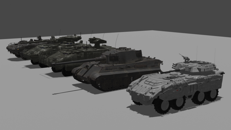 5 Tanks 3D Model .c4d .max .obj .3ds .fbx .stl .blend 