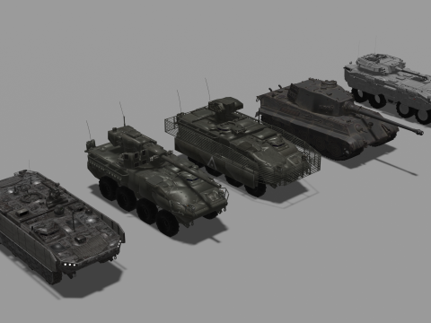 5 Tanks 3D Model