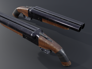 Sawed off double barrel shotgun 3D Model