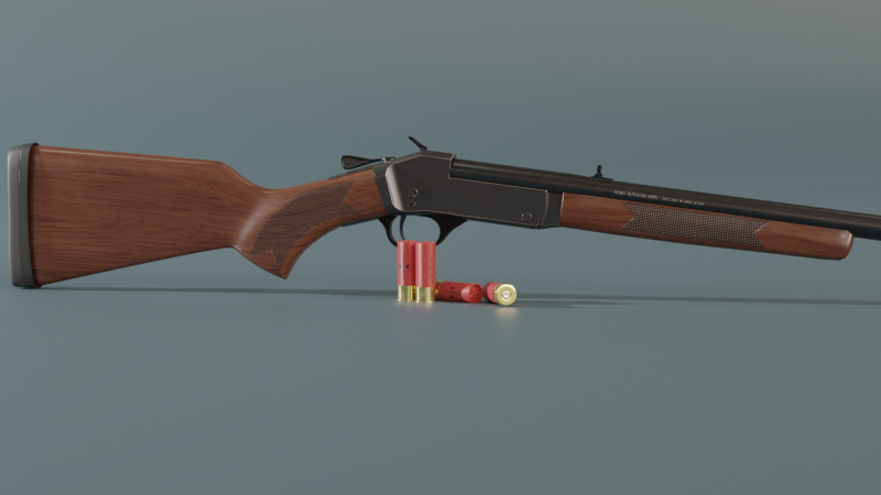 Henry Single Shot Shotgun Game-Ready 3D Модель .c4d .max .obj .3ds .fbx .stl .blend 