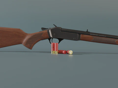 Henry Single Shot Shotgun Siap Game Model 3D