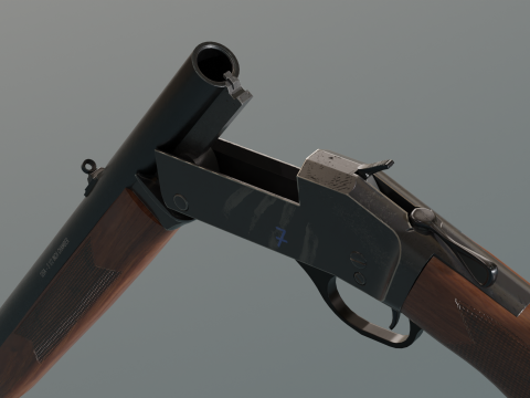 Henry Single Shot Shotgun Game-Ready 3D Модель