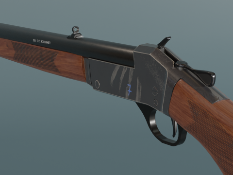 Henry Single Shot Shotgun Game-Ready 3D Модель