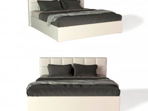 Estrutura de cama Prince Modern - Queen Size - Couro Branco Modelo 3D
