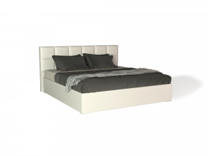 Prince Modern Bed Frame - Queen Size - White Leather Modello 3D