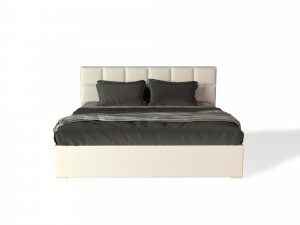 Prince Modern Bed Frame - Queen Size - White Leather Modello 3D