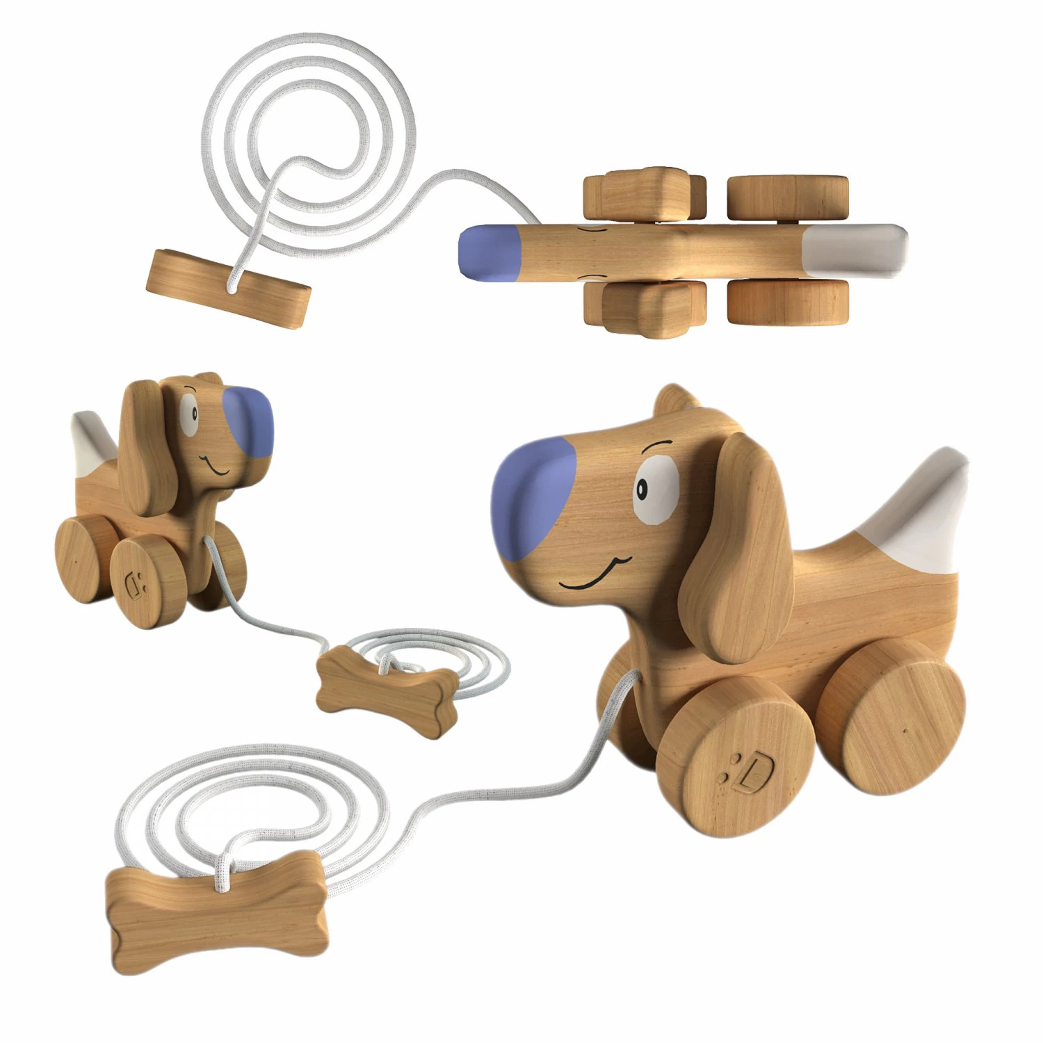 Wooden Gurney Dog by DEDDA 3D Model .c4d .max .obj .3ds .fbx .stl .blend 