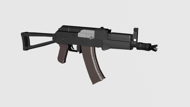 AK-74U Low Poly 3D Model .c4d .max .obj .3ds .fbx .stl .blend 