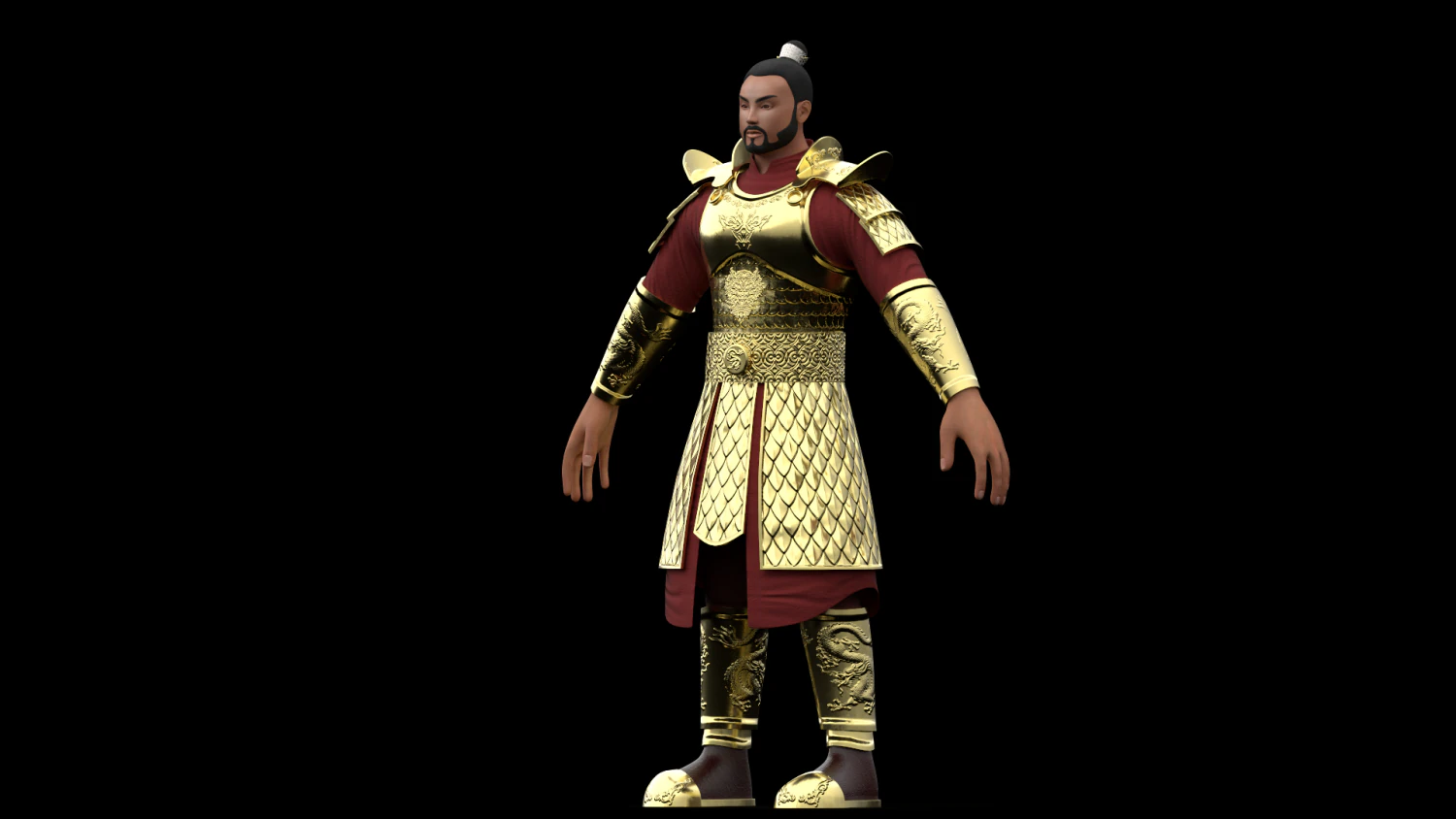 Ancient Chinese Samurai Warrior 3D Model .c4d .max .obj .3ds .fbx .stl .blend