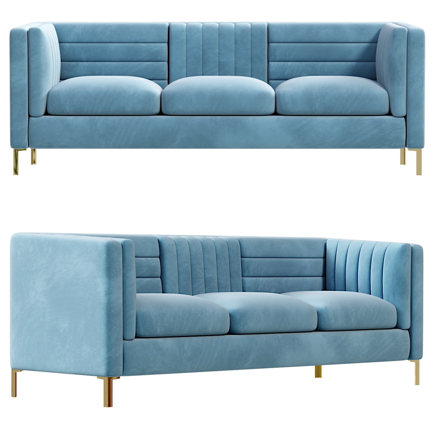 3 Seater Chesterfield Sofa 3D Model .c4d .max .obj .3ds .fbx .stl .blend 