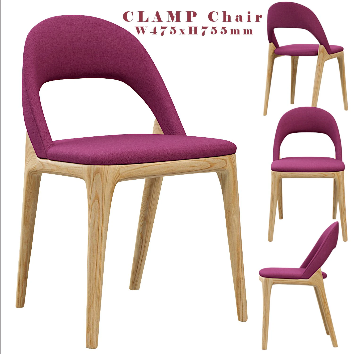 CLAMP Chair 3D Model .c4d .max .obj .3ds .fbx .stl .blend 