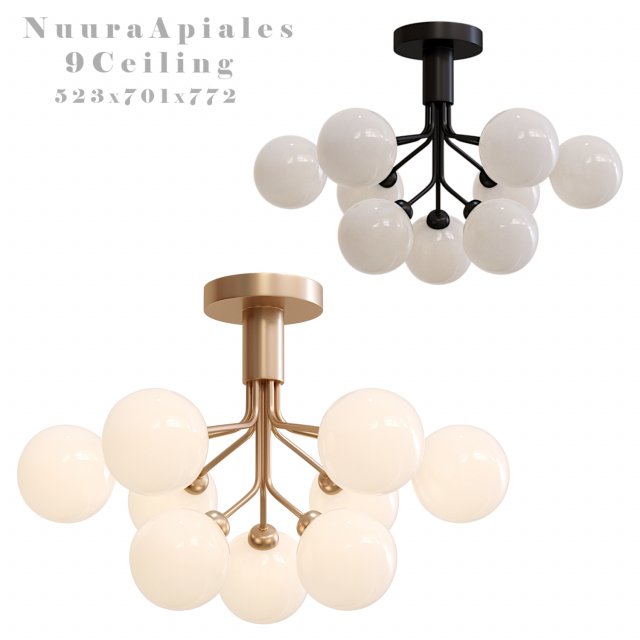 Chandelier Nuura Apiales 9 Ceiling 3D Модель .c4d .max .obj .3ds .fbx .stl .blend 