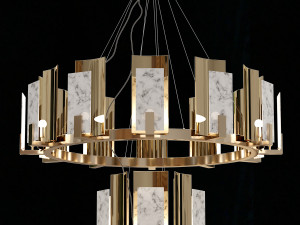 CARRARA MARBLE ROUND 2-TIER CHANDELIER 3D मॉडल