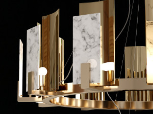 CARRARA MARBLE ROUND 2-TIER CHANDELIER 3D Model
