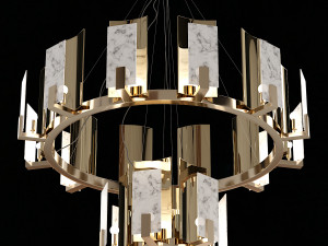 CARRARA MARBLE ROUND 2-TIER CHANDELIER 3D Model