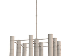 Etoile 9-Lights Natural Brass White Glass Chandeliers Modelo 3D