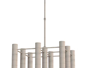 Etoile 9-Lights Natural Brass White Glass Chandeliers 3D Model