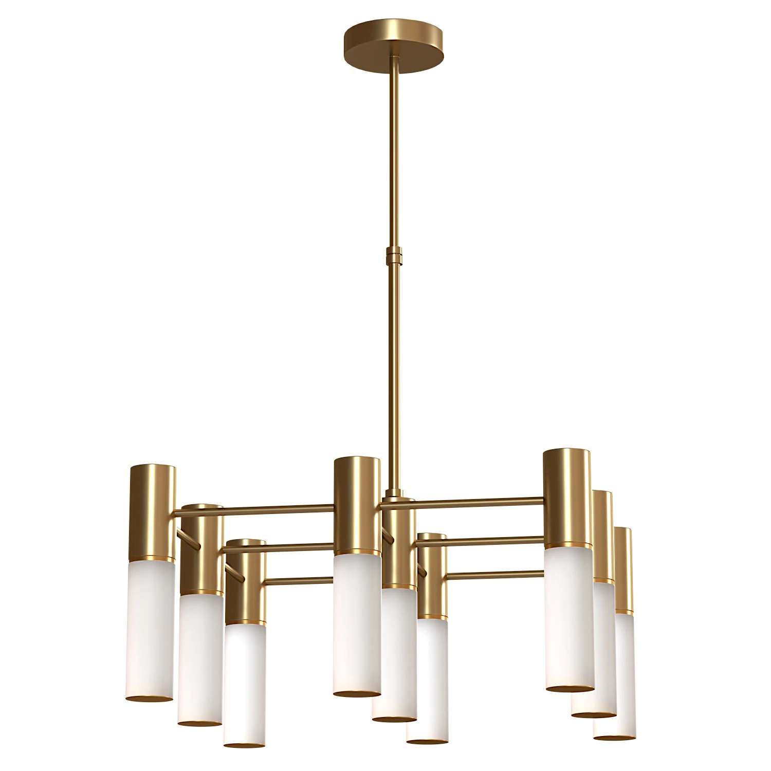 Etoile 9-Lights Natural Brass White Glass Chandeliers 3D Model .c4d .max .obj .3ds .fbx .stl .blend