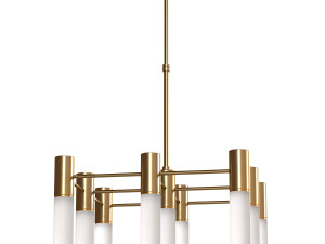Etoile 9-Lights Natural Brass White Glass Chandeliers 3D Model