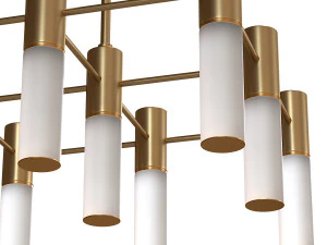 Etoile 9-Lights Natural Brass White Glass Chandeliers 3D Model