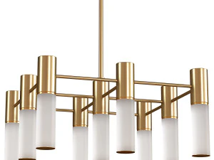 Etoile 9-Lights Natural Brass White Glass Chandeliers 3D Model