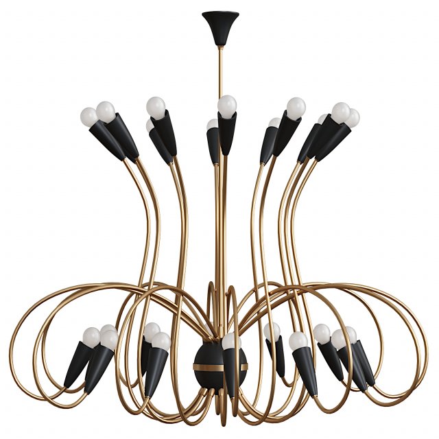 Large 1950s Mid-Century Modernist Black Spider 24-Light German Chandelier 3D Модель .c4d .max .obj .3ds .fbx .stl .blend 