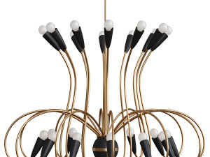 Large 1950s Mid-Century Modernist Black Spider 24-Light German Chandelier 3D Model