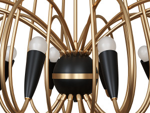 Large 1950s Mid-Century Modernist Black Spider 24-Light German Chandelier 3D Модель