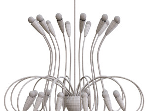Large 1950s Mid-Century Modernist Black Spider 24-Light German Chandelier 3D Модель