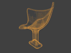 Red chair for office 3D Model