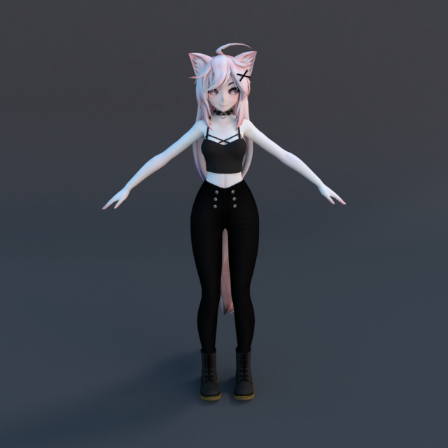 Anime cat girl Modelo 3D .c4d .max .obj .3ds .fbx .stl .blend