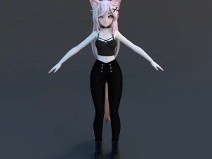 애니메이션 고양이 소녀 3D 모델