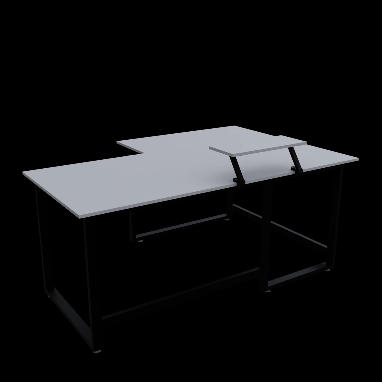 Angled computer desk 3D Model .c4d .max .obj .3ds .fbx .stl .blend