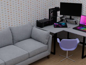 Angled computer desk 3D Model