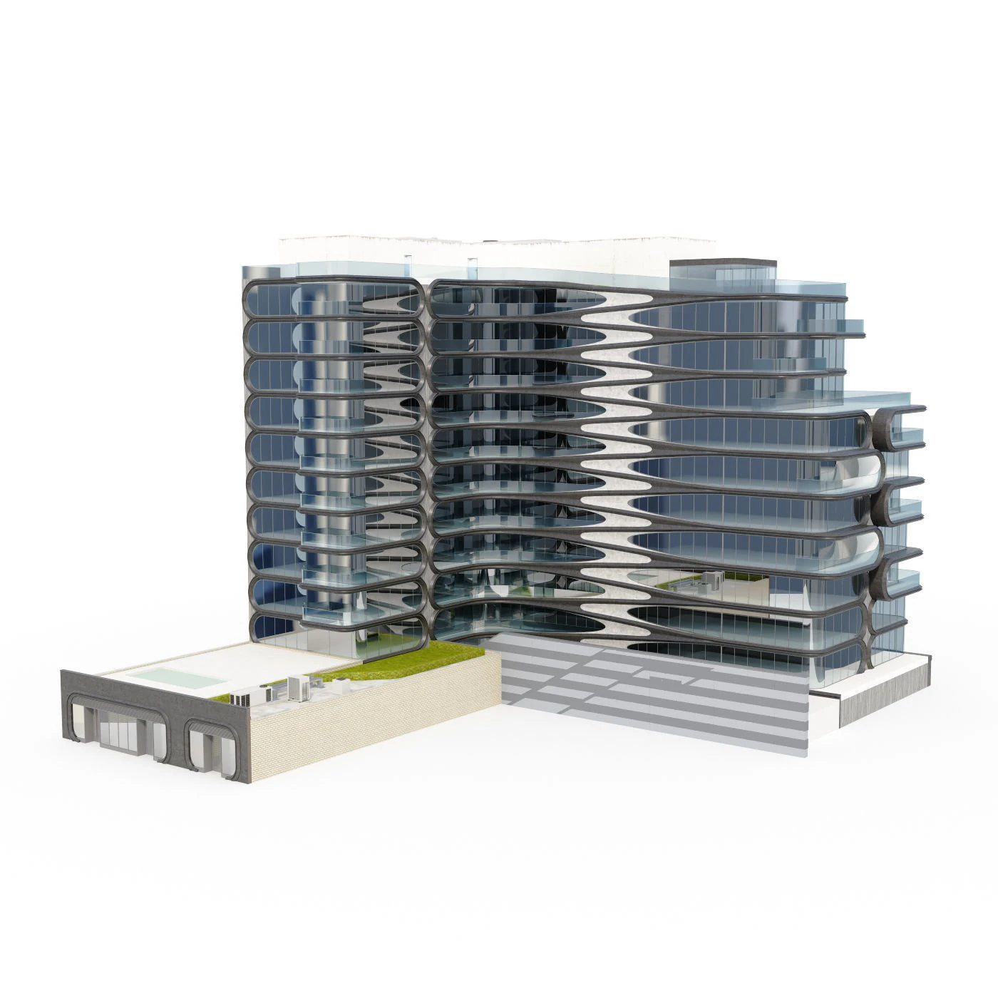 Zaha Hadid Building 520 West 28th Street NY 3D Model .c4d .max .obj .3ds .fbx .stl .blend 