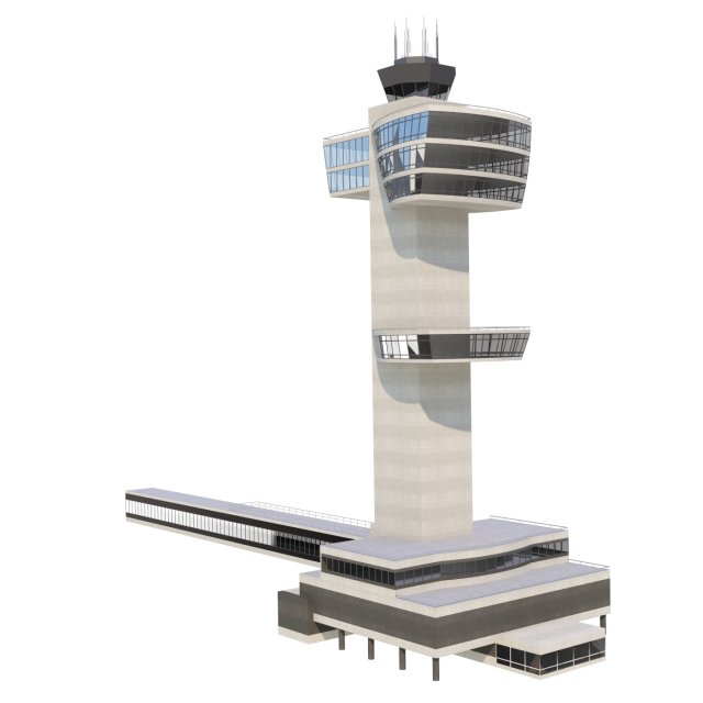 JFK Airport Flight Control Tower 3D Model .c4d .max .obj .3ds .fbx .stl .blend 