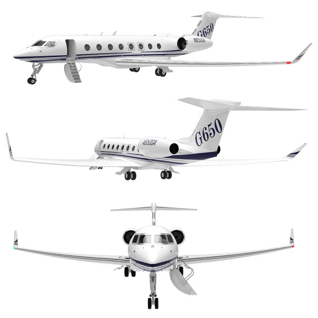 Aircraft Golfstream 650 Model 3D .c4d .max .obj .3ds .fbx .stl .blend 